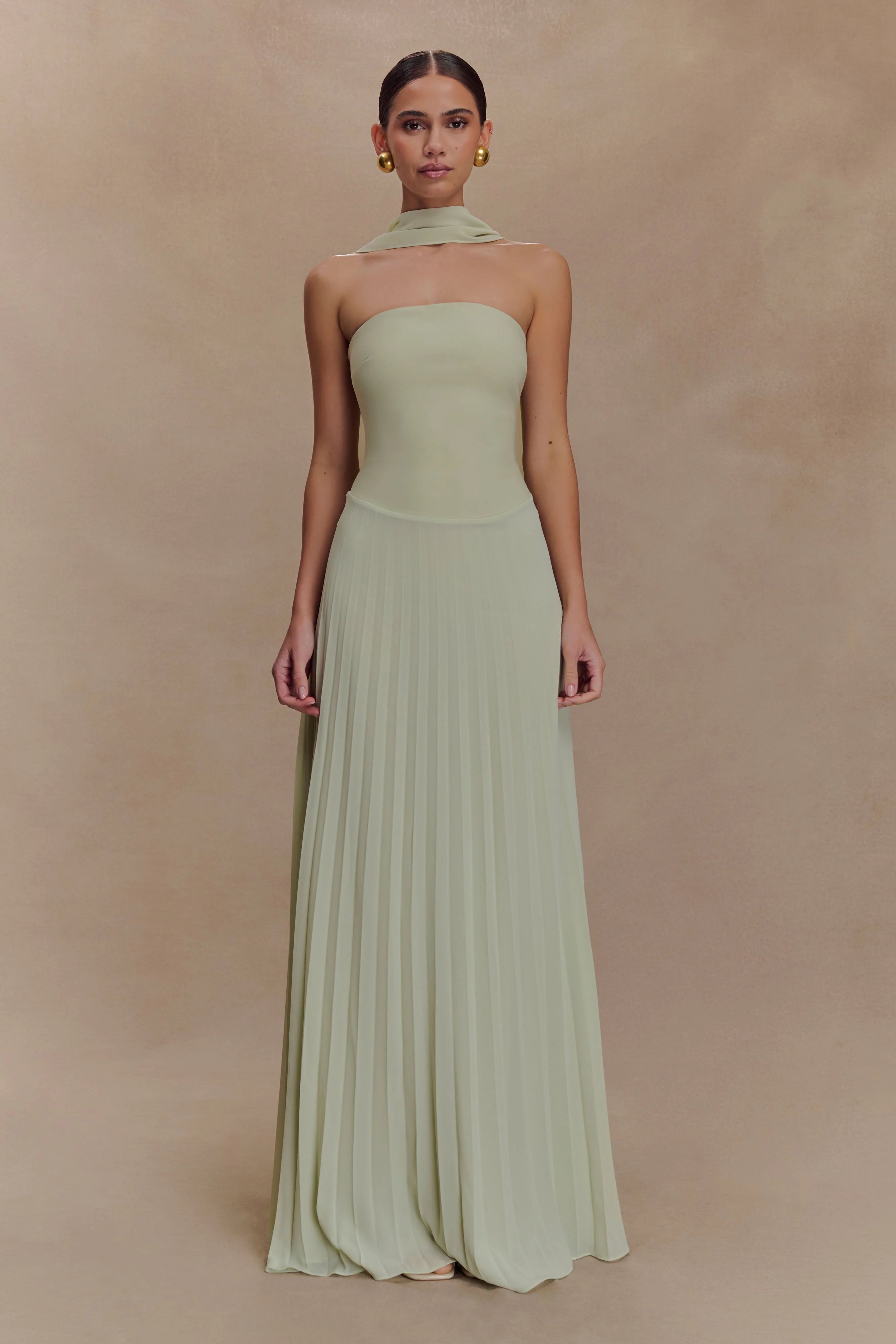 Caira Chiffon Scarf Maxi Dress Sage