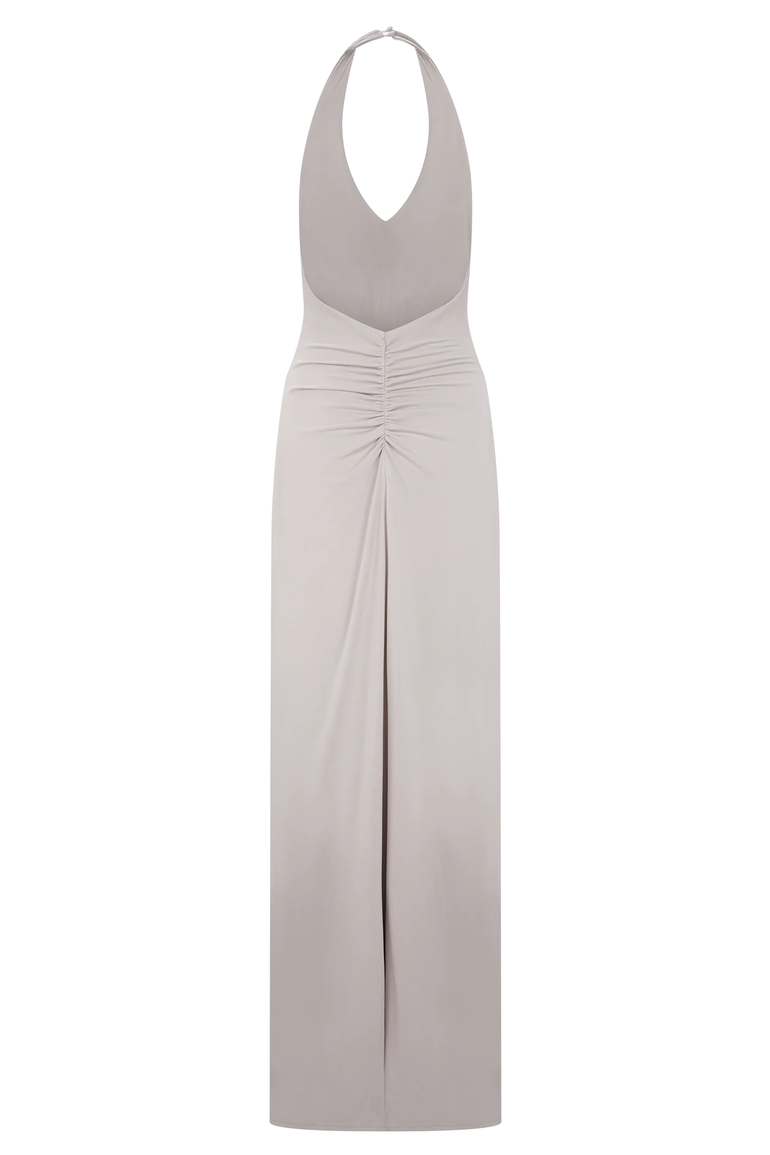 Yelena Ruched Halter Maxi Dress Taupe