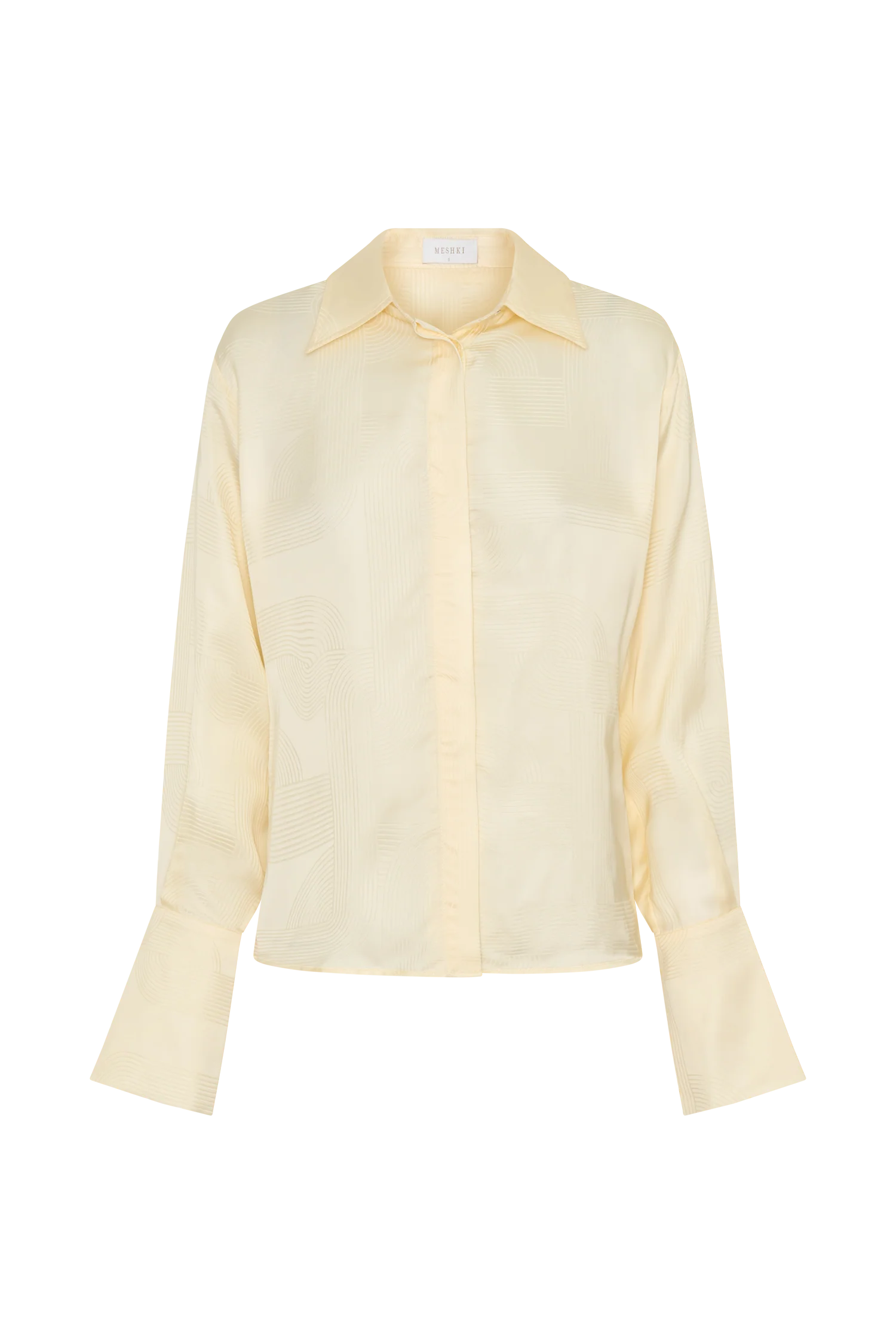 Gia Long Sleeve Satin Shirt Buttermilk