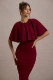Andorra Berry Bodycon Cape Midi Dress
