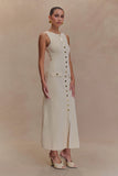Sawyer Sleeveless Buttoned Maxi Dress Ivory