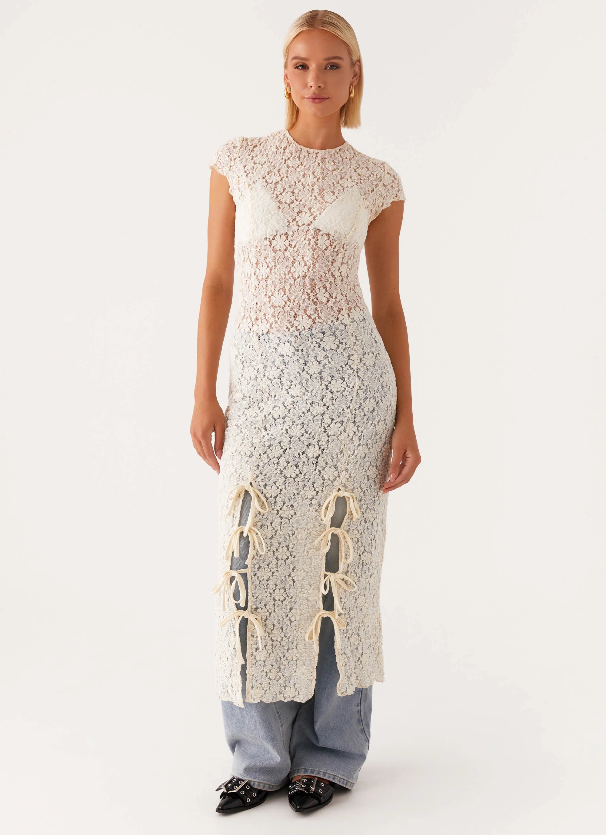 Gisele Lace Midi Dress Ivory