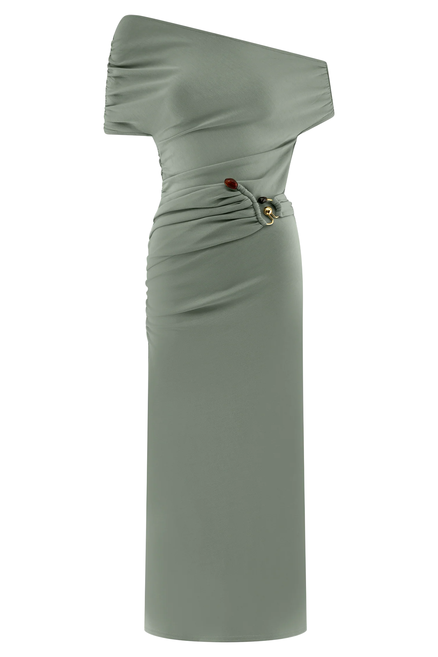 Kendra Scuba Jersey Midi Dress With Hardware Sage