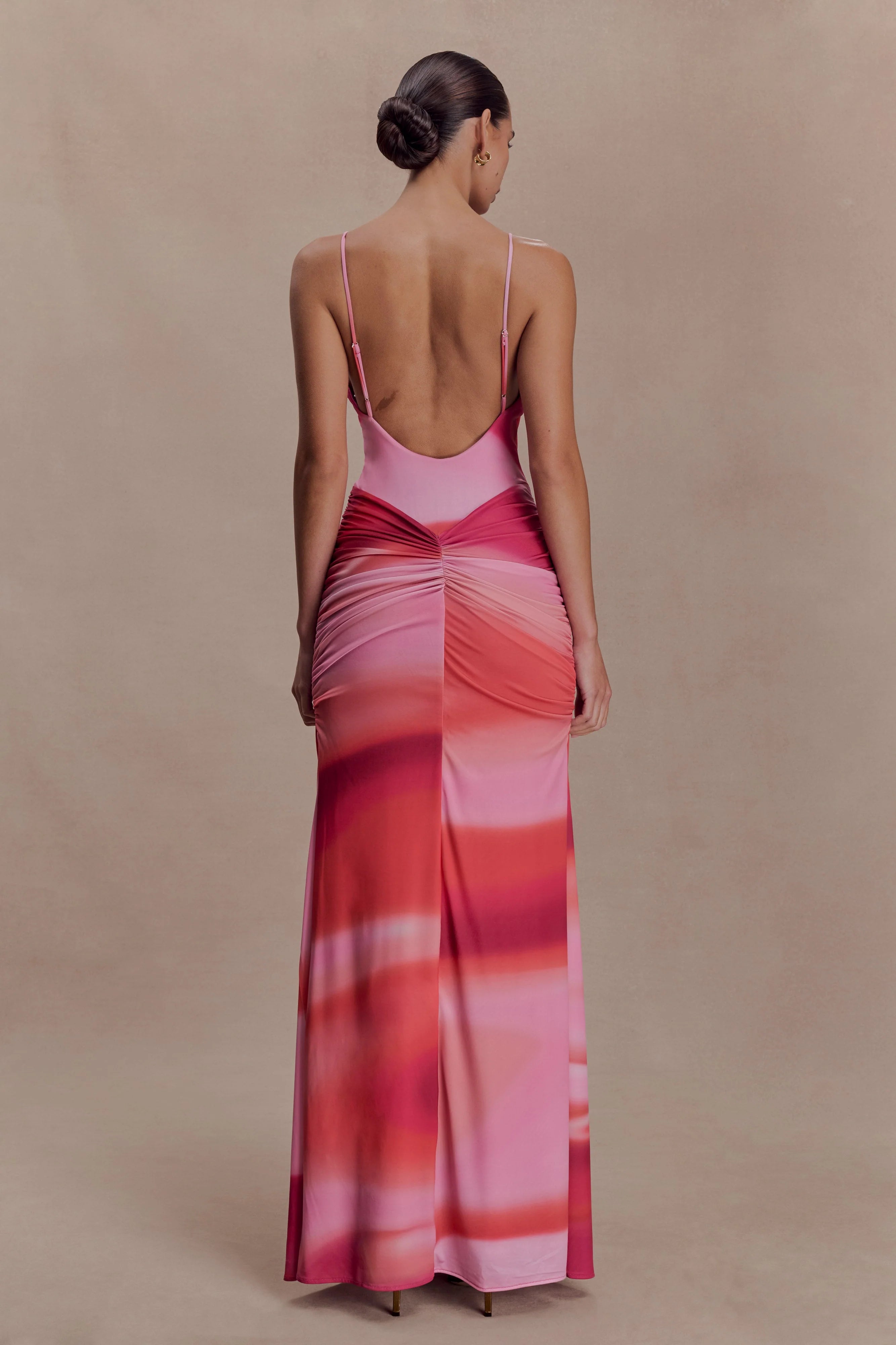 Roisin Slinky Maxi Dress Pink Sunset Print