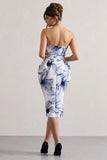 Chateau Mono Print Bandeau Midi Dress