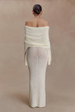 Marisol Off Shoulder Boucle Maxi Dress Ivory