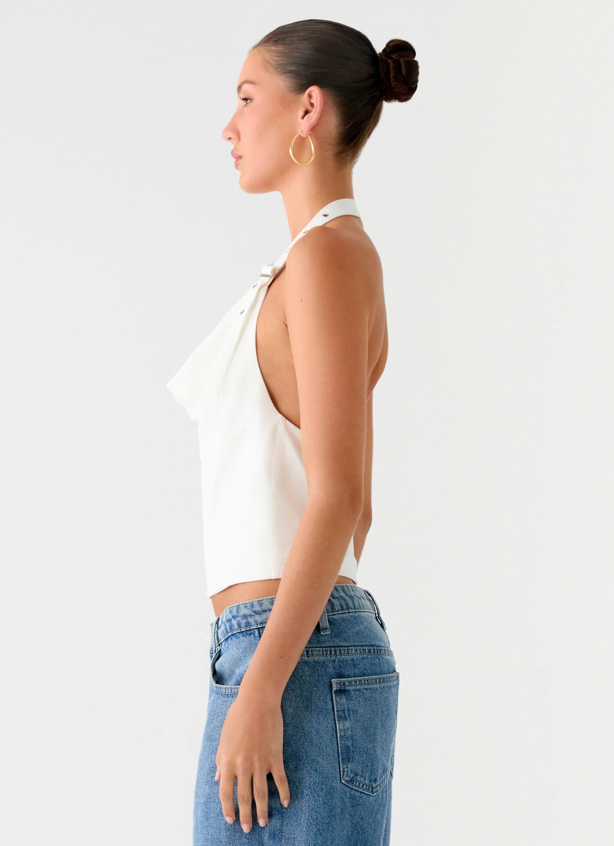 Zaylee Belt Cowl Top White