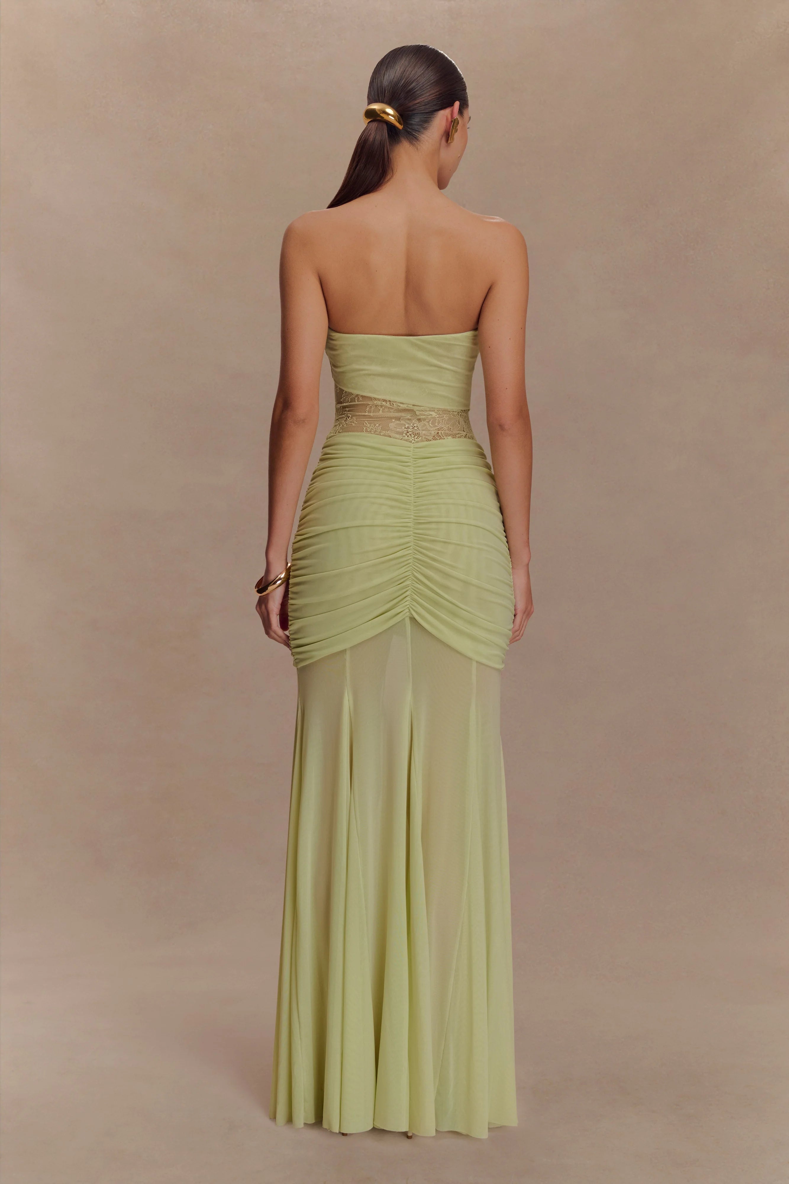 Khadijah Lace And Mesh Maxi Dress Sage